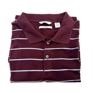 Calvin Klein Liquid Touch Burgundy Stripped Polo Shirt, Large